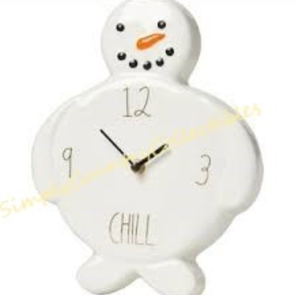 Rae Dunn Chill Snowman Wall Clock Artisan Collection Magenta Battery Operated…